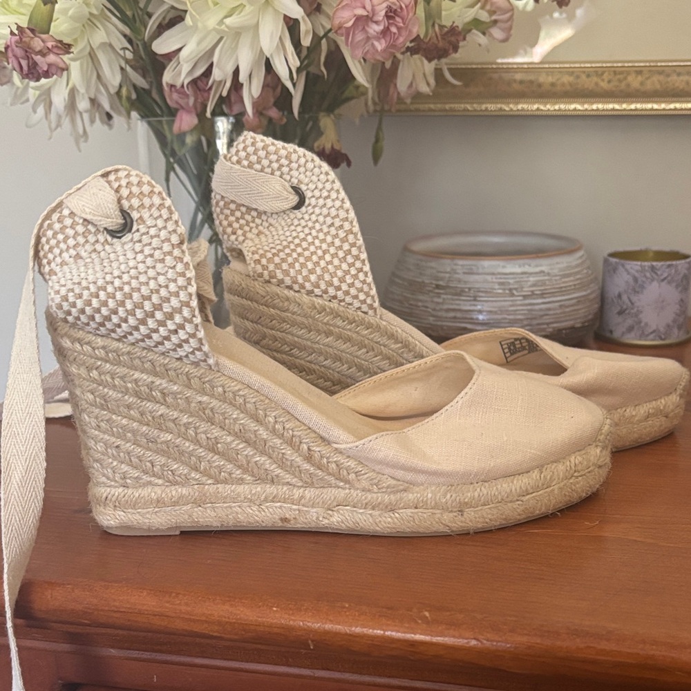 Soludos Tan Espadrille Wedge Shoes